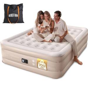 lot 4607 image: Airefina Air Mattress Queen with Built-in Pump, 18 Raised Inflatable Blow Up Mattress with Luxury Carry Bag, Upgraded Stable Honeycomb Coil Support, Air Bed for Home, Guest, Colchones Inflables