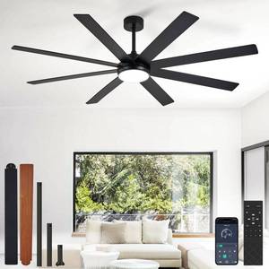 lot 4609 image: Depuley 66 Ceiling Fans with Lights Black IndoorOutdoor Ceiling Fan for Patios Living Room - 8 Blades Dimmable Large Ceiling Fans with Remote APP Control Timer Reversible Quiet DC Motor 6 Speeds