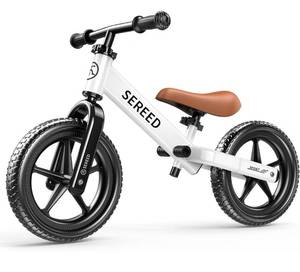 lot 4612 image: SEREED Toddler Balance Bike 2 Year Old, No Pedal Kids Toy Bike for 2-5 Years Old, Tool-Free Adjustment, Gift for 2-3 Boys Girls, Customize Plate with 3pcs Stickers (White)