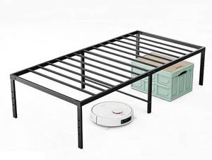 lot 4617 image: Sweetcrispy Twin XL Size 18 Inch Platform Bed Frame, Heavy Duty Metal Foundation Frame, Noise-Free Sturdy Steel Slats, Underbed Storage, No Box Spring Needed, Quick Setup