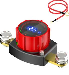 lot 4630 image: Side Post Battery Disconnect Switch with Voltmeter  38 Stud, 5-60V Battery Kill Switch Waterproof Marine Battery Cut Off Switch 12 Volt Negative OnOff Cut Off for Car, Truck, RV, Boat