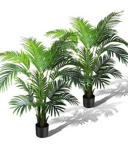 lot 4639 image: 4ft 2-Pack Artificial Palm Tree Plant, 47in Fake Cane Areca Palm Silk Tree Indoor Outdoor,Dypsis Lutescens, Realistic Faux Silk Plants for Office Home Garden Decoration, Lifelike Modern Decor