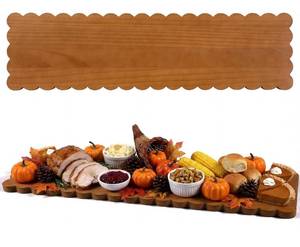 lot 4644 image: 1 Pcs Large Long Charcuterie Board Scalloped 36 x 10 Inch Acacia Extra Large Wood Serving Tray Rectangular Serving Board for Appetizers Cheese Food Kitchen Platter New Home Housewarming Gift