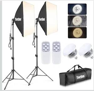 lot 4647 image: Torjim Softbox Photography Lighting Kit, 2Pcs 27 x 27 Professional Soft Box  3000K-7500K 85W LED Bulbs with Remote, Photography Continuous Lighting Kit for Studio Lights, Portrait, Video Recording