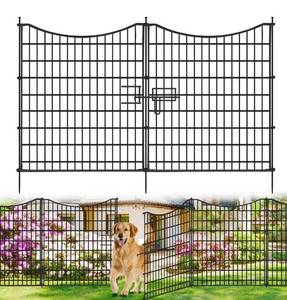 lot 4649 image: 18 Panels No Dig Decorative Fence with Gate, 33 in(H) X 40.5 ft(L) Tall Garden Fence Animal Barrier, Rustproof Metal Wire Edging Border, Temporary Dog Fencing for Outdoor, Yard, Patio