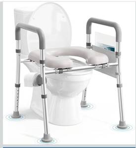 lot 4653 image: soundfuse Heavy Duty Raised Toilet Seat with Handles for Senior, 400 lbs