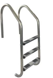 lot 4657 image: Aqua Select 3 Step Stainless Steel Pool Ladder with Stainless Steel Steps  Entry and Exit System for Inground Swimming Pools  250 Pound Capacity  1.9 Inch Outer Diameter