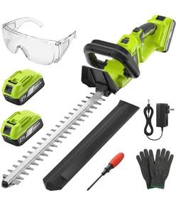lot 4726 image: OGERY 20-Inch Brushless Cordless Hedge Trimmer with 2x3.0Ah Battery, 21V Electric Bush &amp Shrub Trimmer with Display, 2-Speed Control, 180° Rotatable Handle, Dual-Safety Switch