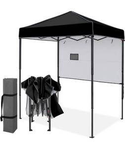 lot 4727 image: EAGLE PEAK 6x4 Instant Pop Up Canopy Tent with 1 Half Wall Panel, Straight Leg Sun Shelter, Portable Canopy with Carry Bag for Camping, Beach & Sports, Black