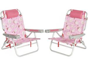 lot 4730 image: SUNNYFEEL Extra Wide Low Beach Chair 2 Pack 5 Position Lay, XL Oversized Portable Folding Camping Chairs with Cup Holder for OutdoorSand, Foldable Backpack Beach Chair for Adults Heavy Duty 500 LBS