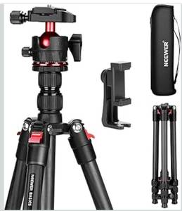 lot 4731 image: NEEWER Basics Carbon Fiber Travel Tripod, 64 Compact Lightweight Portable Camera Video Stand, Arca Type Ball Head & Cell Phone Holder Compatible with iPhone Video Recording, Max Load 13.2 lbs, TP17