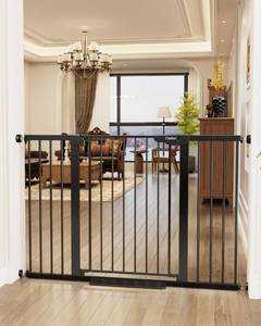 lot 4744 image: Cumbor 36 Extra Tall Baby Gate for Stairs, 29.7-54.2 Extra Wide Dog Gate for Doorways Hallways, Pressure Mounted Child Gate for Wide Opening, Auto Close Personal Safety for Babies and Pets, Black