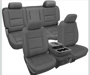 lot 4746 image: Front & Rear Seat Covers Compatible with 2014-2018 Chevy SilveradoGMC Sierra 1500 Full Set, Rear 4060 Seats, Neoprene Durability Truck Seat Cover, Charcoal