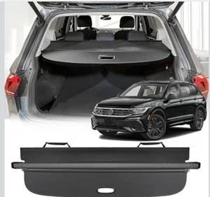 lot 4753 image: Cargo Cover Compatible with VW Volkswagen Tiguan 2024 Accessories 2023 2018-2022,Leather Retractable Trunk Cover Organizer Security Shielding Shade