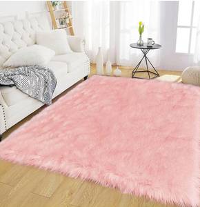 lot 4768 image: Latepis Pink Fur 5x8 Area Rug for Living Room Bedroom Faux Sheepskin Rugs Fuzzy Shaggy Plush Rug for Girls Room Cute Home D�cor, Rectangle