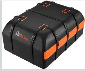 lot 4774 image: Car Rooftop Cargo Carrier Bag, 21 Cubic Feet 100% Waterproof Heavy Duty 840D Car Roof Bag for All Vehicle withWithout Racks - Anti-Slip Mat, 6 Door Hooks, Storage Bags, 2 Extra Straps, Luggage Lock