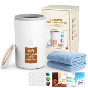 lot 4779 image: VIPBATH 20L Luxury Towel Warmer for Bathroom, Dual Heat, 306090 Min Presets, Stainless Steel Interior, Tip-Over Auto Shut-Off, Includes 12 Fragrance Discs, Perfect Spa Gift for Home