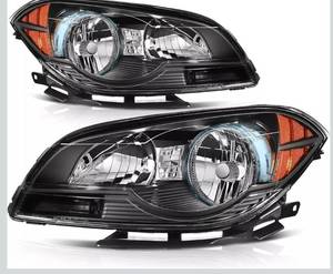 lot 4782 image: Headlight Assembly for 2008 2009 2010 2011 2012 Chevy Malibu Halogen Headlights Headlmap Replacement Driver  Passenger Side Pair, Black