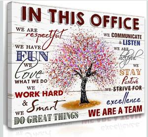 lot 4785 image: HDXUFJQ Inspirational Canvas Wall Art for Office - Team Rules Motivation Positive Quotes Wall Decor - Teamwork - Ready to hang (16x24)