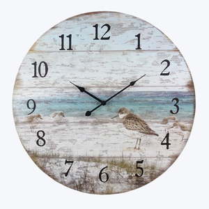 lot 4789 image: Youngs Wood 23 inches Large Sand Piper Clock Home Decor