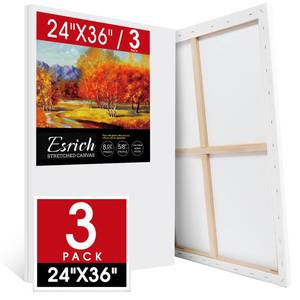 lot 4790 image: ESRICH Stretched Canvas for Painting 24x36 Inch, 3Pack Large Canvas for Painting, Primed Acid-Free Cotton Blank Canvases, Art Paint Canvases for Oil Paint,Watercolor,Acrylic Paint,Gouache and Tempera.