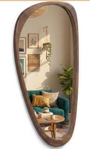 lot 4802 image: Dark Walnut Large Organic Irregular Wall Mirror
