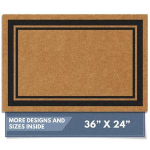 lot 4805 image: Barnyard Designs Natural Coco Coir Heavy Duty Backing Doormat - Large Cute Non-Slip Front Door Welcome Mat for Outside Entrance or Porch Entry, Brown (24x36, Border)
