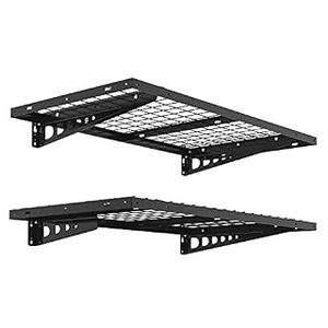 lot 4806 image: FLEXIMOUNTS 2-Pack 2x4ft Bike Storage Rack Garage Wall Shelves, 24-inch-by-48-inch, Black (B07MX5DYPS)