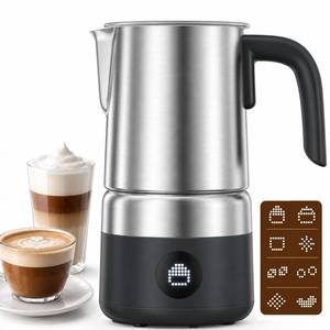 lot 4807 image: AMZCHEF Electric Milk Frother and Steamer, 600W Hot and Cold Foam Maker, 8 Modes, One-Button Control, 17oz Milk Warmer for Coffee, Lattes, Cappuccinos, Macchiatos, Detachable Stainless Steel Pitcher