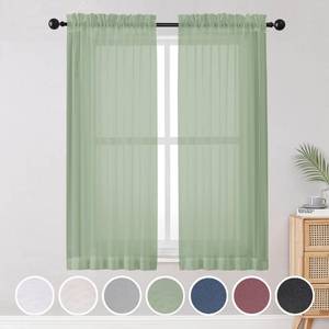 lot 4827 image: OWENIE Sheer Curtains, Sage Green Sheer Curtains 63 inch Length 2 Panels Set, Rod Pocket Voile Fimly Sheer Drapes for Living RoomBedroom, 2pcs, Each 42 W x 63 L