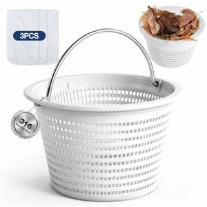 lot 4830 image: DeeprClean 8 Pool Skimmer Basket for Inground Pool with 3 Skimmer Socks & 316 Stainless Steel Handle, Weighted Skimmer Basket Replace for Pentair U-3 Pool Basket and Hayward SP1070 Pool Filter Basket