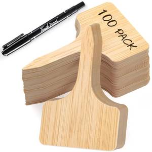 lot 4835 image: VITEVER 100pcs Plant Labels, T-Type Plastic Tags with Marker Pen, Waterproof Garden Signs for Outdoor Plants (3.9 x 2.4)
