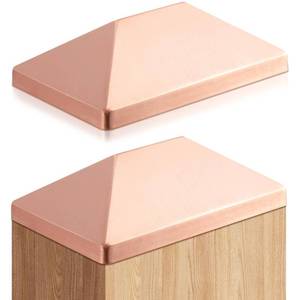 lot 4843 image: Blulu 2 Pcs 4x6 (Actual 3.5x5.5) Solid Copper Pyramid Post Cap Fence Pyramid Decking Caps for TrueActual Metal Wood Cedar Fence Deck Corridors Mailbox Posts End Cover