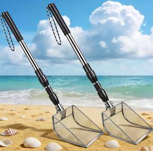 lot 4850 image: 2Pcs Shark Tooth Sifter,Beach Sand Shovel Set,Effortless Angled Design Sand Scoop Shell Scooper