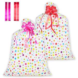 lot 4856 image: Diueoly 2 Pcs Extra Large Gift Bags 36 x 48 Oversized Plastic Storage Bags with Pull Flowers Jumbo Wrapping Bags for Presents Birthday Party Bridal Showers Baby Showers
