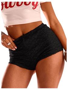 lot 4857 image: RoseSeek Womens Floral Lace Drop Waist Booty Shorts Skinny Y2k Summer Mini Shorts Black Medium