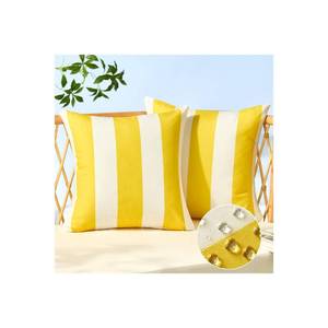 lot 4865 image: Allorry Outdoor Pillow Covers 20x20 Set of 2 Yellow Striped Decoration Throw Pillow Covers for Spring Summer Outdoor Waterproof Garden Patio Furniture Sofa Bed Home Decor JB007-F20