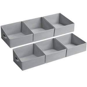 lot 4870 image: DIMJ Storage Bins for Closet, Trapezoid Storage Bins with Front Handle, Fabric Storage Baskets for Shelves, Line Closet Organizers for Toys, Boooks, Clothes, 6 Packs (Grey)