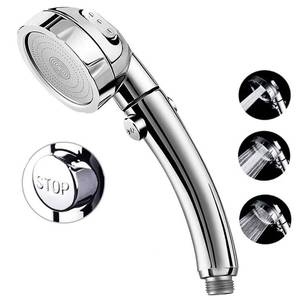 lot 4876 image: Marbrasse High Pressure Shower Head, 3-Settings Handheld Showerhead with ONOff Full Shutoff Push Button and Switch to Control Flow, Angle-Adjustable Water Saving Body Sprays(Chrome)