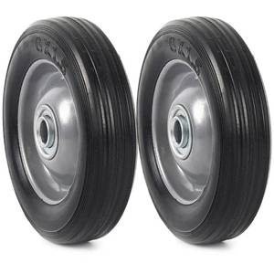 lot 4881 image: (2-Pack) AR-PRO 6 x 1.5 Flat Free Solid Rubber Wheel Assemblies - Replacement Hand Truck Wheels with Ball Bearings and 58 Bore Hole Diameter - Heavy-Duty Solid Rubber Wheels 132 lbs Load Capacity