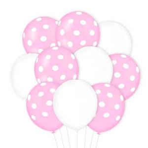lot 4888 image: AnnoDeel 50 pcs White Pink Polka Dot Latex Balloons, 12inch White and Pink Polka Dot Balloon for Girl Baby Shower Birthday Wedding Anniversary Party Decoration