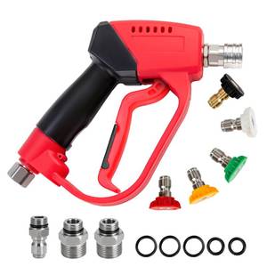 lot 4910 image: AURORA CAR Short Pressure Washer Gun 5000PSI High Pressure Washer Gun with 5 Spray Nozzle Tips, 38 Quick Connect Plug and M22-1415mm Fittings, Power Washer Gun Compatible with Foam Cannon 12 GPM