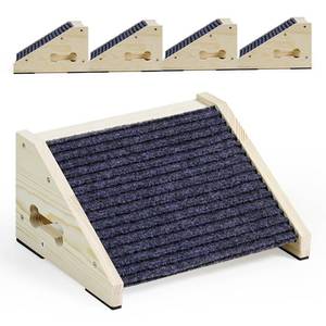 lot 4916 image: 4 Pack Wooden Dog Ramp for Stairs Suits for Small Medium Large Dogs Cats, Pet Steps for Staircase Ramp for Dogs Cats, Need Installation(Gray, S 11.8  9.8  5.9 inches)