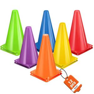 lot 4940 image: ZKNDRHJO 12pcs Cones 9 Inch Soccer Cones and Plastic Traffic Cones, Durable Cones for Sports Training, Ideal for Soccer, Basketball, Football, Skating, and Agility Drills Practice (12, Colors)