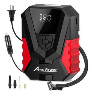 lot 4942 image: AVID POWER Tire Inflator Portable Air Compressor ACDC, Automatic Tire Inflator with Gauge, 12V, 110V Small Air Compressor, Portable Air pump for Car Tires, Bikes, Motorcycles, Small inflatables