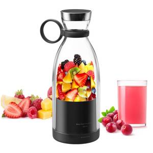 lot 4943 image: Asa Vea Mini Blender for Smoothies and Milkshakes, Portable Blender, Rechargeable, Personal Size Blender with Quota Outer Travel Lid with 4 Blades, 11 oz for Outdoors, Camping (Black)
