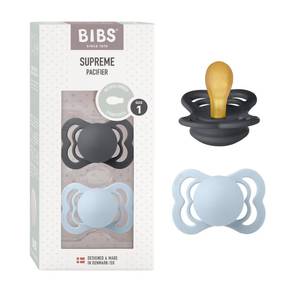 lot 4952 image: BIBS Pacifiers - Supreme Collection  BPA-Free Baby Pacifier  Made in Denmark  Set of 2 IronBaby Blue Color Premium Soothers  Size 0-6 Months