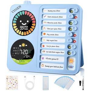 lot 4953 image: VXVGER Visual Timer for KidsADHD with Two Color Screen, Countdown Timer Digital Planner Tool, Daily to-Do List for Schedule