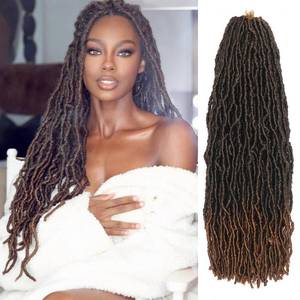 lot 4956 image: 26 Inch Faux Locs Crochet Hair 7 Packs Soft Locs Crochet Hair Pre Looped Locs Hair Braids Goddess Ombre Brown Distressed New Locs for Women T30