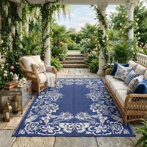 lot 4960 image: Garvee Outdoor Rugs 8x10 Waterproof Reversible Mats, Large Area Plastic Straw Rug, Outside Carpet, Butterfly Floral Rv Mat for Patio Camping Picnic Backyard Deck Balcony Porch Beach Trailer